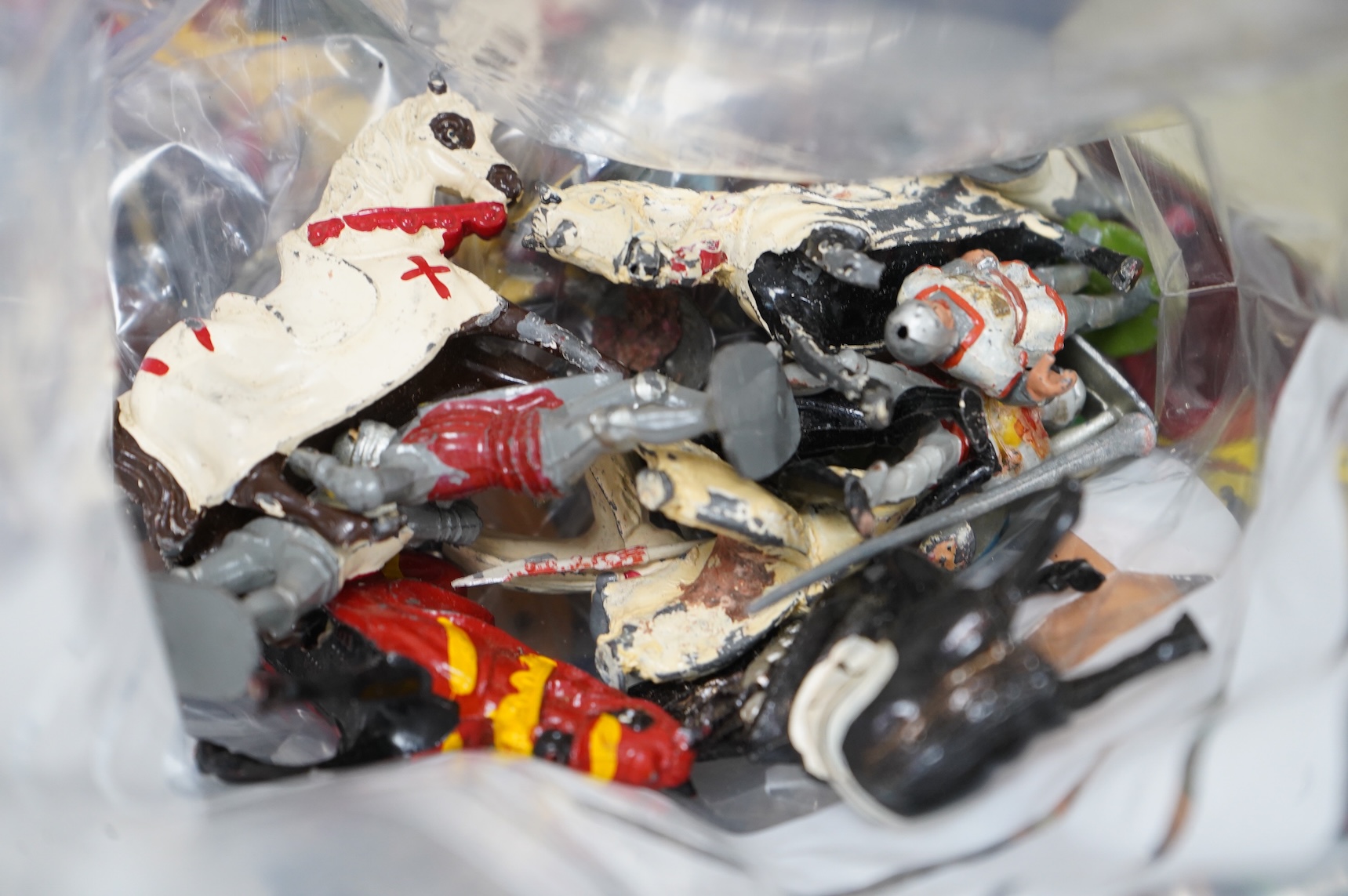 A quantity of diecast toys, plastic and lead soldiers, and 00 gauge model railway, including; a good quantity of Britains, etc. lead animals, Britains Deetail plastic soldiers, etc. Britains lead soldiers, farm equipment
